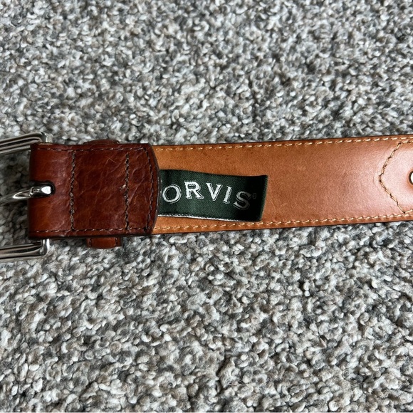 Orvis Bison Leather Western Woven Nickel Belt, 46” - Picture 7 of 9
